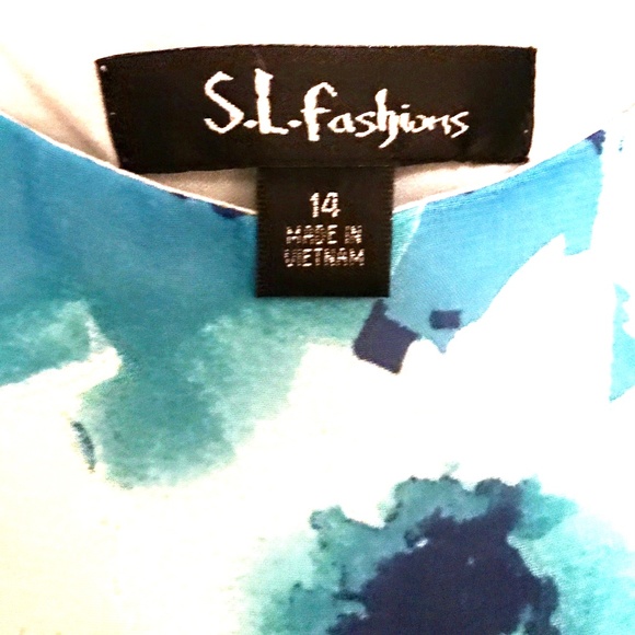 NWT S. L. Fashion Aqua Blouson Dress Size 14 - Picture 3 of 4